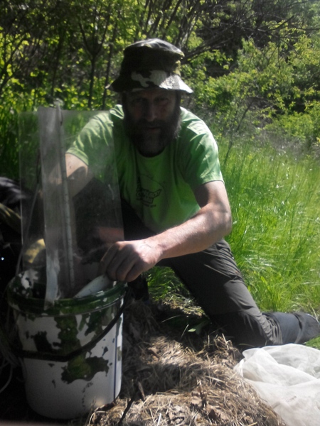 Installation of the light trap at the locality Male Brezno, photo by A. Pavlíčko